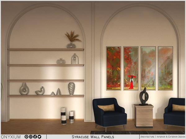 Sims 4 — Syracuse Wall Panels by Onyxium — Onyxium@TSR Design Workshop Living Room Collection - Belong To The 2026 Year
