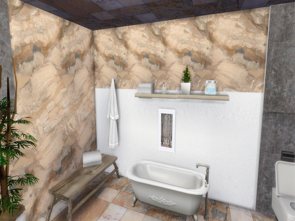 Sims 4 — Marble Combi Tile Walls by lavilikesims — 3 colour Marble wall (beige, brown and white) with plaster feature,
