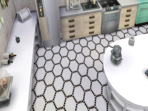 Sims 4 — Crystal Floor Tiles by lavilikesims — Hexagon floor tile in 6 colours