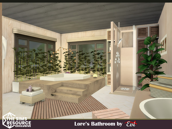 Sims 4 — Lore's Bathroom by evi — Modern and comfortable bathroom with bathtub,shower,sinks ,toiletand bidet