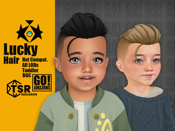 Sims 4 — Lucky Hair by GoAmazons — Short unisex quiff hairstyle for toddlers.