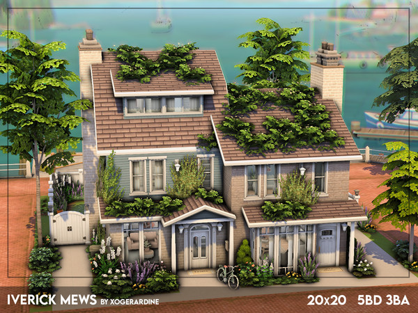 Sims 4 — Iverick Mews (NO CC) by xogerardine — A pair of semi-detached homes with two different layouts, built to suit