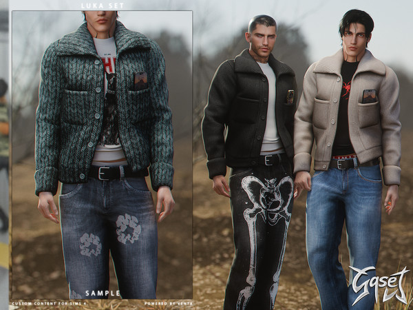 Sims 4 — GASET - Luka Jacket (Add On) by VentaStudio — 5 Swatches (32 Swatches on Patreon)