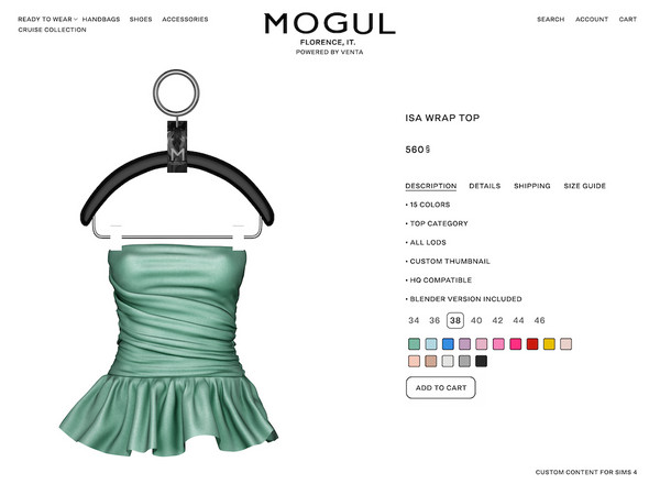 Sims 4 — MOGUL - Isa Wrap Top by VentaStudio — Bahia Oversized Shirt