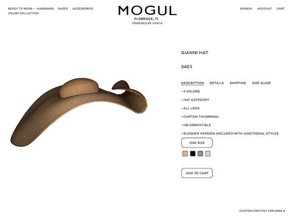 Sims 4 — MOGUL - Gianni Hat by VentaStudio — Bahia Oversized Shirt