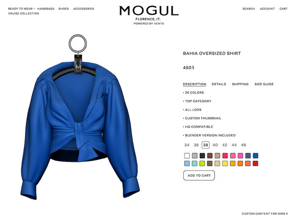 Sims 4 — MOGUL - Bahia Oversized Shirt by VentaStudio — Bahia Oversized Shirt