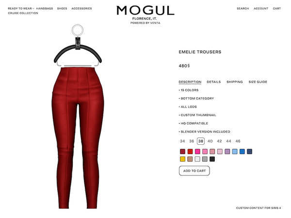 Sims 4 — MOGUL - Emelie Trousers by VentaStudio — Bahia Oversized Shirt