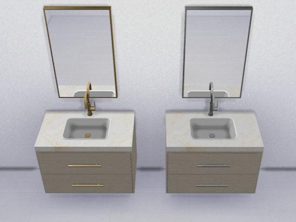 Sims 4 — Modern Pedestal Bathroom Sink & Mirror by yuxmara2710 — Modern Pedestal Bathroom Sink & Mirror