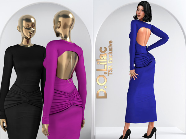 Sims 4 — Ruched Stretch Jersey Maxi Dress DO2107 by DOLilac — Custom thumbnail