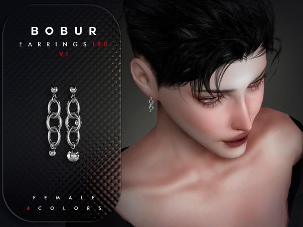 Sims 4 — Chain Drop Earrings V1 by Bobur2 — Please, before writing where I can download this hair, please take a look at