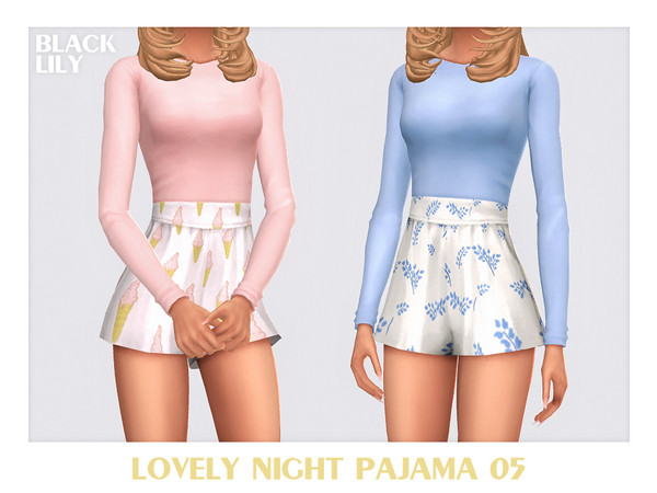 Sims 4 — Lovely Night Pajama 05 by Black_Lily — YA, A, Teen