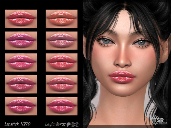 Sims 4 — Lipstick N270 by Layla — Female Glossy Lipstick Previews were made using HQ Mod