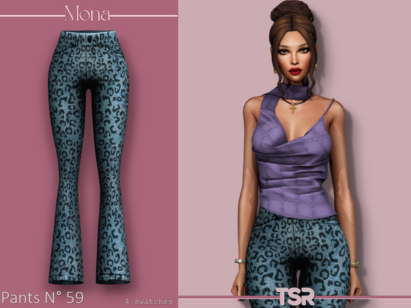 Sims 4 — Denim jeans with prints by Mona — -New mesh-