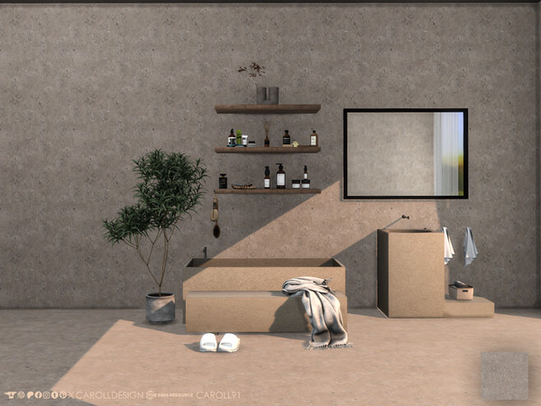 Sims 4 — Gessatura Wall by Caroll912 — A single swatch concrete wall in grayscale tones. Suitable for indoor and outdoor