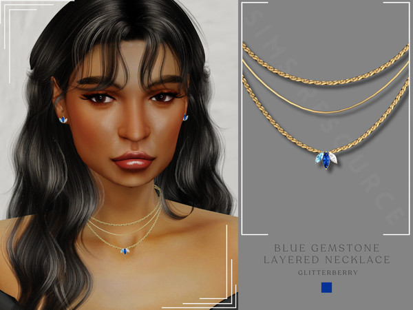 Sims 4 — PATREON- Blue Layered Gemstone Set by Glitterberryfly — A necklace and bracelet with different coloured blue