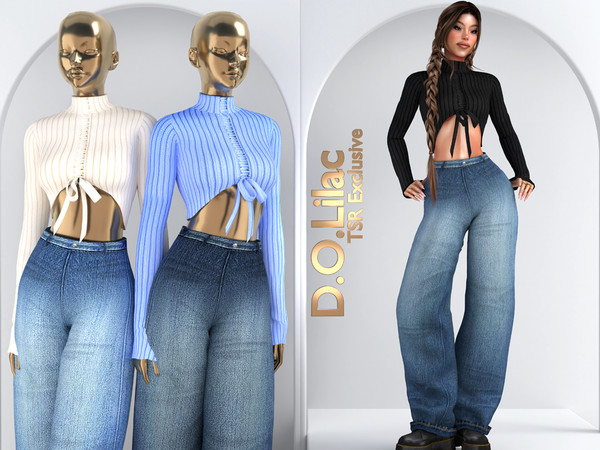 Sims 4 — Street Casual Set 125 Top 2109 by DOLilac — Includes: (Top + Bottom)
