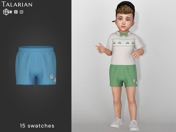 Sims 4 — Kehlani Paw Patch Shorts by talarian — Comfortable shorts with a relaxed fit and smooth elastic waistband.