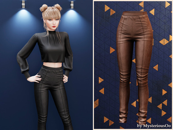 Sims 4 — High waist fitted pants by MysteriousOo — High-waisted fitted pants with sleek, modern silhouette