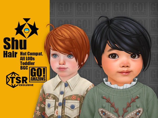 Sims 4 — Shu Hair by GoAmazons — Short hair with bangs for toddlers in maxis style.