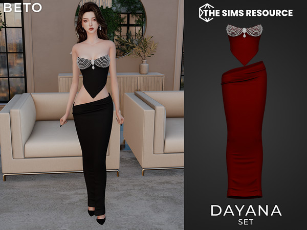 Sims 4 — Dayana (Set) by Beto_ae0 — Elegant and sexy outfit full of diamonds, enjoy it
