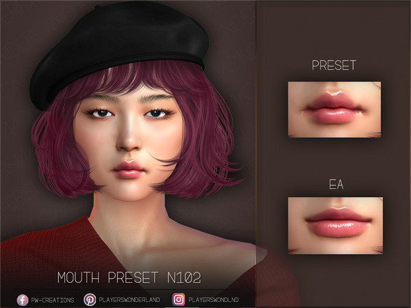 Sims 4 — Mouth Preset N102 by PlayersWonderland — New morphed mouth preset for female-males and from teen to elders.