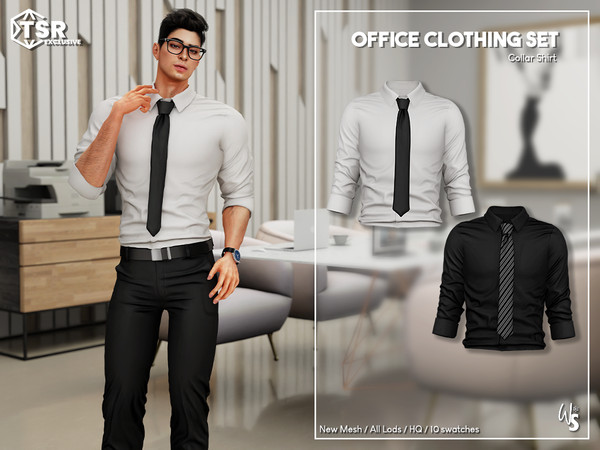 Sims 4 — (Wisteria) OfficeSet_collarshirt_male by WisteriaSims — Dress pants 8 colors