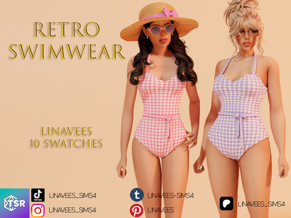 Sims 4 — CHARLI - RETRO SWIMWEAR by linavees — New Mesh