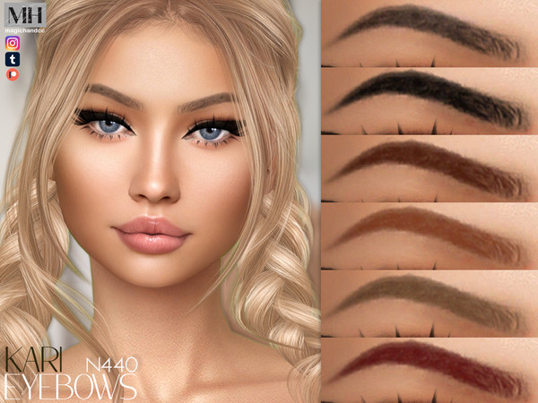 Sims 4 — Kari Eyebrows N440 by MagicHand — Thin brows in 13 colors - HQ Compatible.