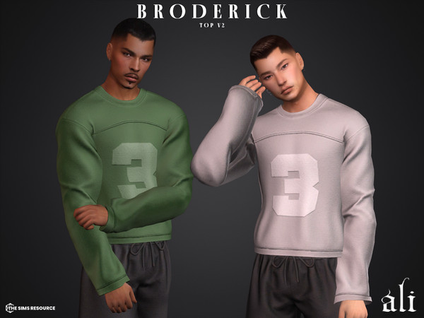 Sims 4 — BRODERICK top v2 by ali1 — 3 Piece Set including: Long Sleeve T-Shirt, Short Sleeve T-Shirt and Shorts