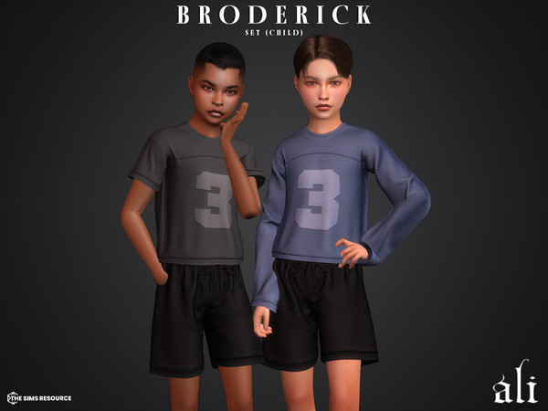 Sims 4 — BRODERICK set (child) by ali1 — 3 Piece Set including: Long Sleeve T-Shirt, Short Sleeve T-Shirt and Shorts