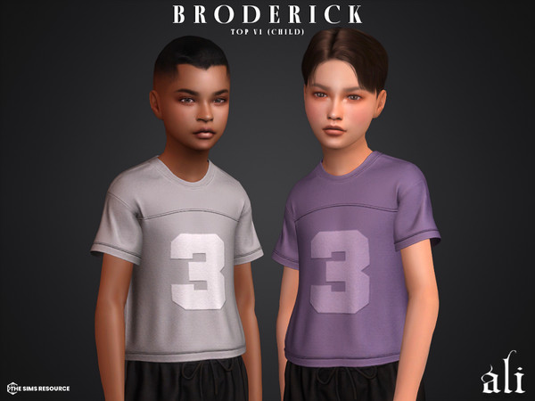 Sims 4 — BRODERICK top v1 (child) by ali1 — 3 Piece Set including: Long Sleeve T-Shirt, Short Sleeve T-Shirt and Shorts