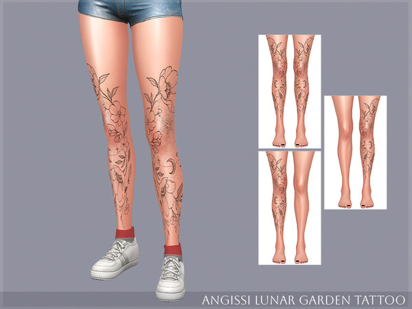 Sims 4 — Lunar Garden Tattoo by ANGISSI — PREVIEWS MADE USING HQ MOD HQ compatible
