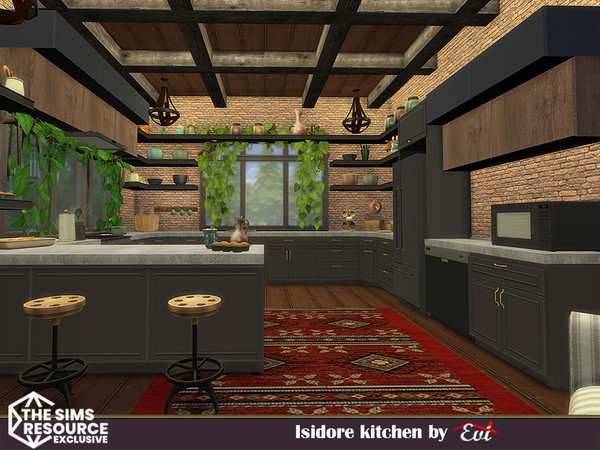Sims 4 — Isidore kitchen by evi — An interesting comfy kitchen with plenty of light coming in