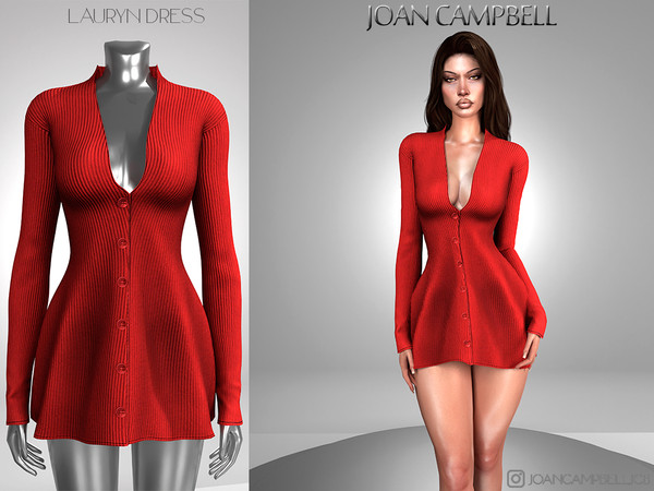 Sims 4 — LAURYN DRESS by Joan_Campbell_Beauty_ — 6 swatches Custom thumbnail Original mesh