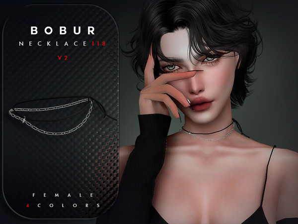 Sims 4 — Choker Necklace V2 by Bobur2 — Please, before writing where I can download this hair, please take a look at the