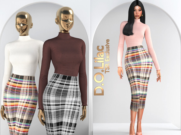 Sims 4 — Classic City Chic Set DO126 by DOLilac — Includes: (Top + Bottom)