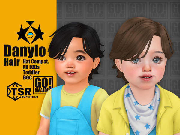 Sims 4 — Danylo Hair by GoAmazons — Unisex medium hairstyle with bangs for toddlers in maxis style.