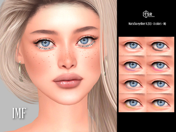 Sims 4 — IMF Marscha Eyeliner N.353 by IzzieMcFire — Marscha Eyeliner N.353 contains 8 colors in hq texture.