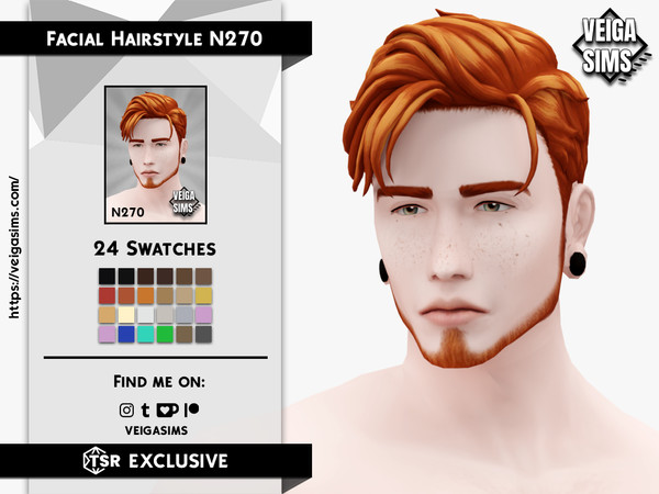 Sims 4 — Facial Hair Style N270 by David_Mtv2 — All maxis color (24 colors).
