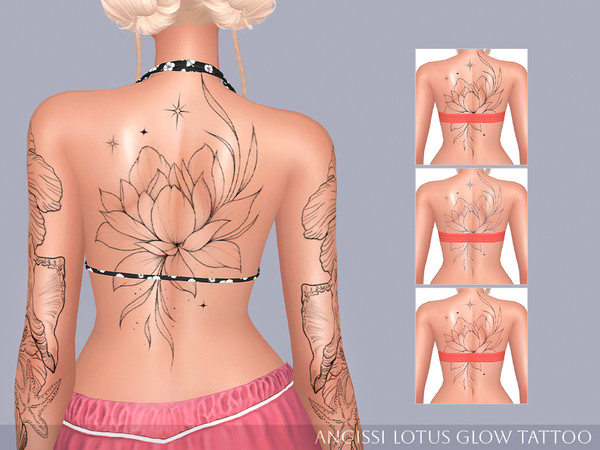 Sims 4 — Lotus Glow Tattoo by ANGISSI — PREVIEWS MADE USING HQ MOD HQ compatible