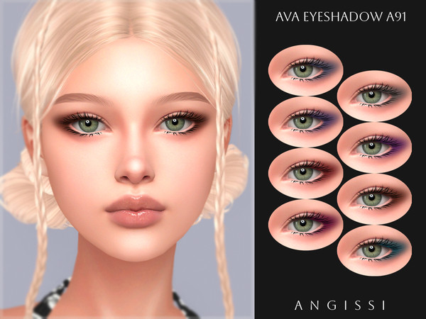 Sims 4 — Ava Eyeshadow A91 by ANGISSI — PREVIEWS MADE USING HQ MOD 8 colors
