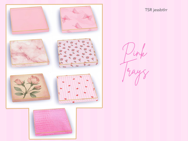 Sims 4 — Pink Trays by jessbtlrr — Add a touch of sweetness to your Sims spaces with these Pink Trays!