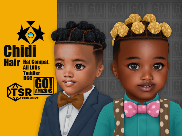 Sims 4 — Chidi Hair by GoAmazons — Short afro hairstyle for toddler in maxis style.