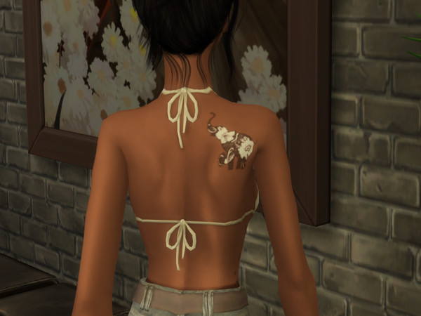 Sims 4 — Elephant Tattoo by miiih5002 — A cute little tropical elephant tattoo! :)