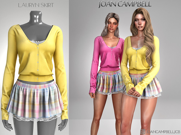 Sims 4 — LAURYN SKIRT by Joan_Campbell_Beauty_ — INCLUDES: CARDIGAN (10 swatches)