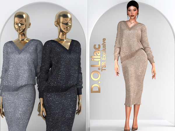 Sims 4 — Knit Glow Set DO128 Bottom 2116 by DOLilac — Includes: (Top + Bottom)