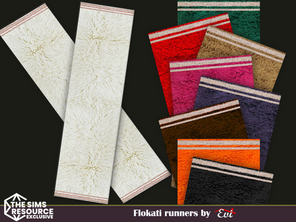 Sims 4 — Flokati runners by evi — They are long, fluffy and colourful runners which can decorate any room.