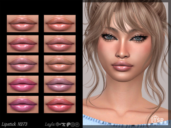 Sims 4 — Glossy Lipstick (lipstick n273) by Layla — Female Glossy Lipstick Previews were made using HQ Mod