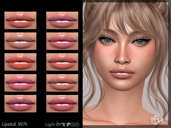 Sims 4 — Glossy Lipstick (lipstick n274) by Layla — Female Glossy Lipstick Previews were made using HQ Mod