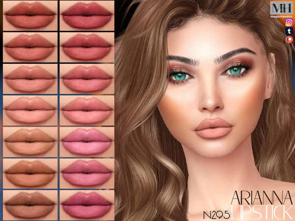 Sims 4 — Arianna Lipstick N295 by MagicHand — Matte lips in 16 colors - HQ Compatible.